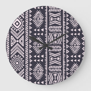 Grande Horloge Ronde Tribal ethnique, cinquième motif sans couture.
