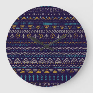 Grande Horloge Ronde Tribal Hand-Drag : Ethnic Seamless Motif