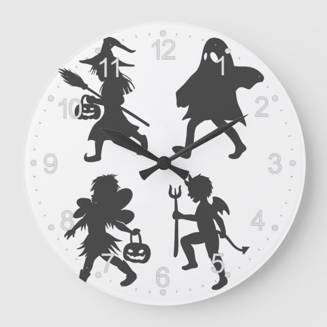 Grande Horloge Ronde Trick ou traitement - Choisir la couleur arrière - (Recto)