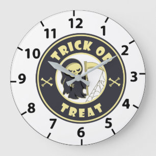Grande Horloge Ronde Trick ou traiter Halloween griffeur caractère