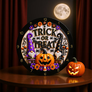 Grande Horloge Ronde Trick Ou Treat Gnome