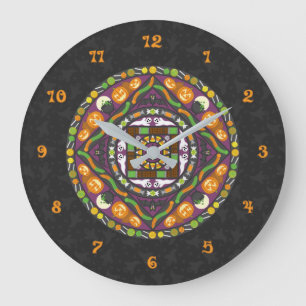 Grande Horloge Ronde Tricks and Treats Mandala Clock