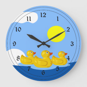 Grande Horloge Ronde Triplés Canard en Caoutchouc