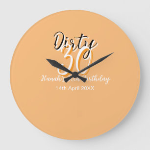 Grande Horloge Ronde Triste trente orange blanc simple rétro annonce d'