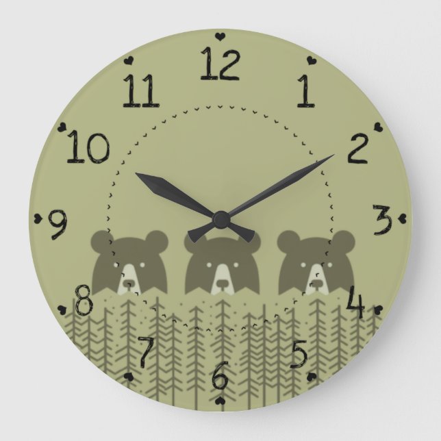 Grande Horloge Ronde Trois ours dans les bois (Recto)