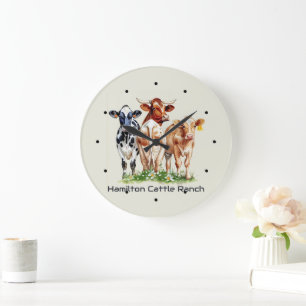 Grande Horloge Ronde Trois vaches Personnalisé humoristique