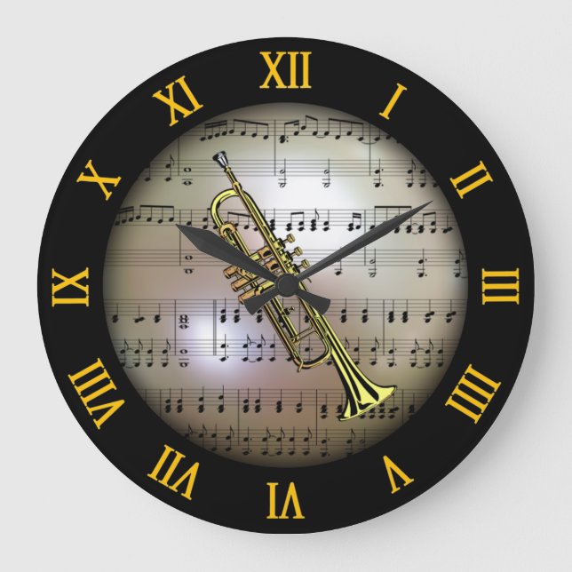 Grande Horloge Ronde Trompette ~ Arrière - plan "La Planète Musicale" * (Recto)