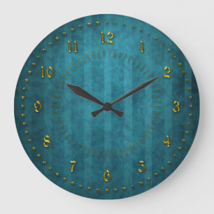 Grande Horloge Ronde TTurquoise Teal a dépouillé numéroté