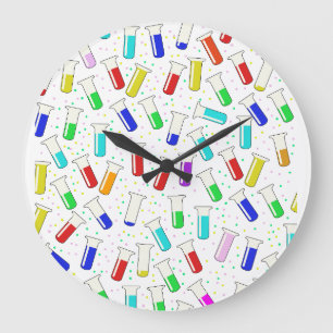 Grande Horloge Ronde Tubes d'essai en verre de dessin