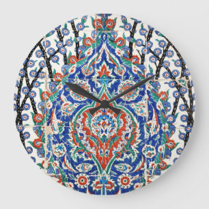 Grande Horloge Ronde Tuiles florales turques
