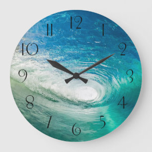 Grande Horloge Ronde Tunnel d'onde bleu turquoise
