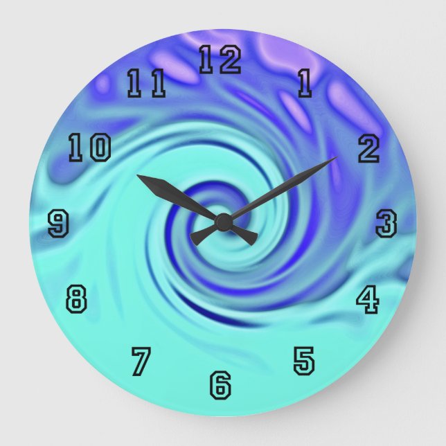 Grande Horloge Ronde Turquoise Blue Abstract (Recto)