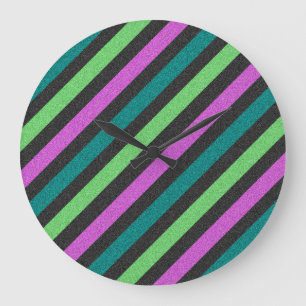 Grande Horloge Ronde Turquoise, Vert citron, Parties scintillant rose c