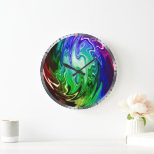 Grande Horloge Ronde Twisting Liquid Multicolores Open