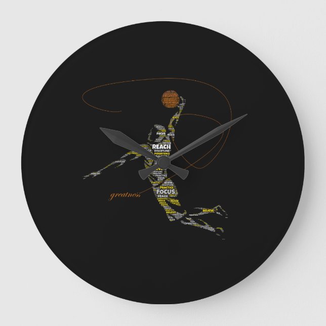 Grande Horloge Ronde Typographie de basketball de grandeur (Recto)