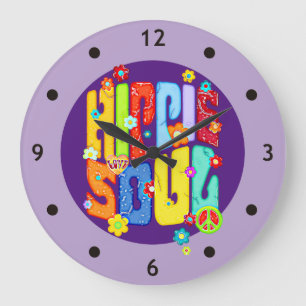 Grande Horloge Ronde Typographie Drôle - ÂME HIPPIE 1