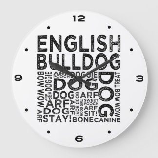 Grande Horloge Ronde Typographie du Bulldog anglais