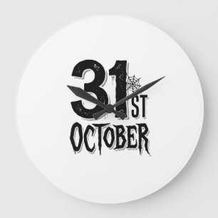 Grande Horloge Ronde Typographie Halloween Vintage 31 octobre Design_1