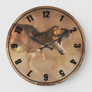 Grande Horloge Ronde Tyrannosaurus dans une tempête de poussière
