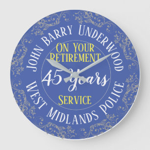 Grande Horloge Ronde UK Police Retirement Award par Years Served