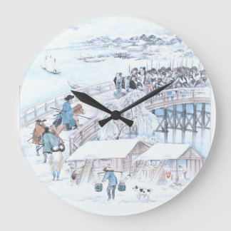 Grande Horloge Ronde Ukiyo-e japonais de 47 Ronin sur le pont Ryogoku