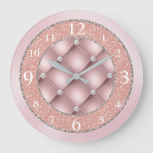 Grande Horloge Ronde Ultra Glamour Rose Paillettes et Diamants