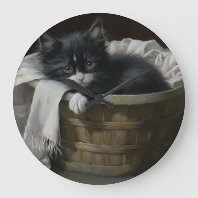 Grande Horloge Ronde Un Coin Cosy Kittens (Recto)