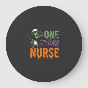 Grande Horloge Ronde Un design d'Halloween d'infirmière effrayante (2)_