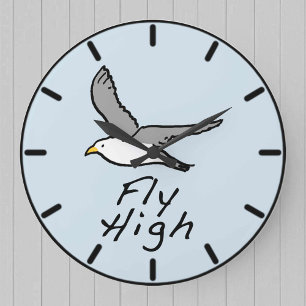 Grande Horloge Ronde Un Oiseau Volant. Illustration d'oiseaux sur un
