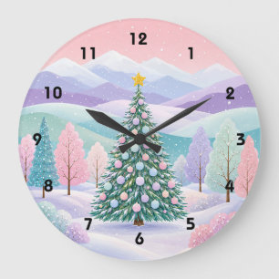 Grande Horloge Ronde Un rêve hivernal pastel