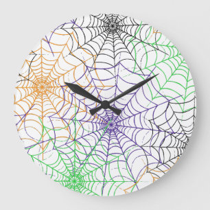 Grande Horloge Ronde Un simple Motif Web d'Halloween Spider