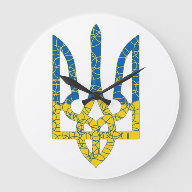 Grande Horloge Ronde Un trident ukrainien texturé drapeau d'Ukraine cou (Recto)