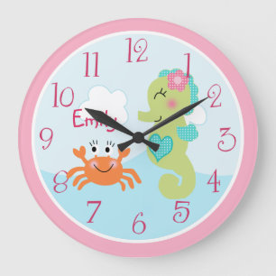 Grande Horloge Ronde Under the Sea Life Seahorse Clock