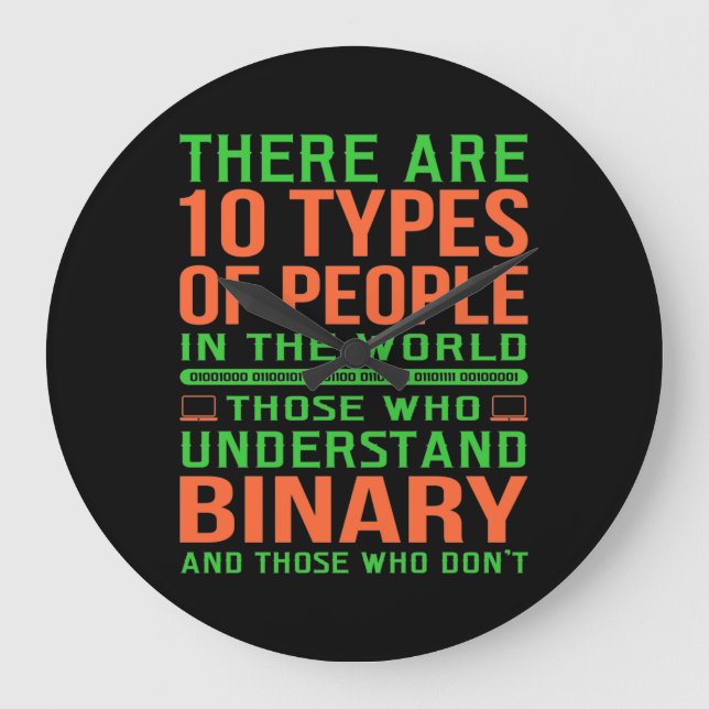 Grande Horloge Ronde Understand Binary Software Programmer Programming (Recto)