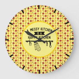 Grande Horloge Ronde Une cuisine en désordre est un cadeau de poivrons 