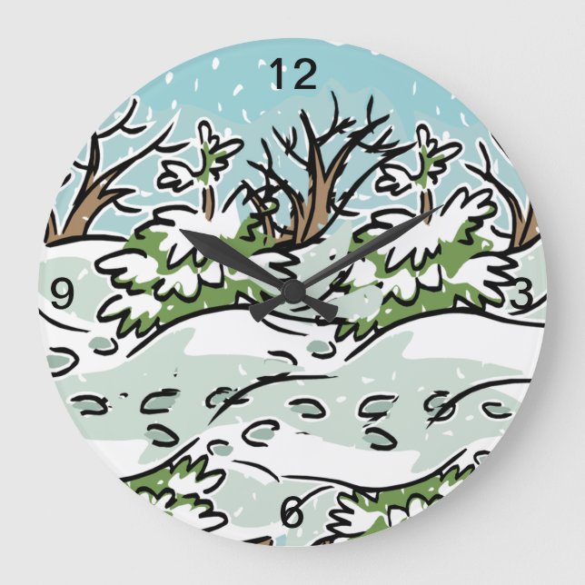 Grande Horloge Ronde Une forêt enneigée - (Recto)