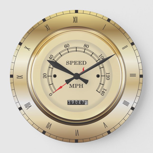 Grande Horloge Ronde Unique Car Speedometer (MPH) Themed (Recto)