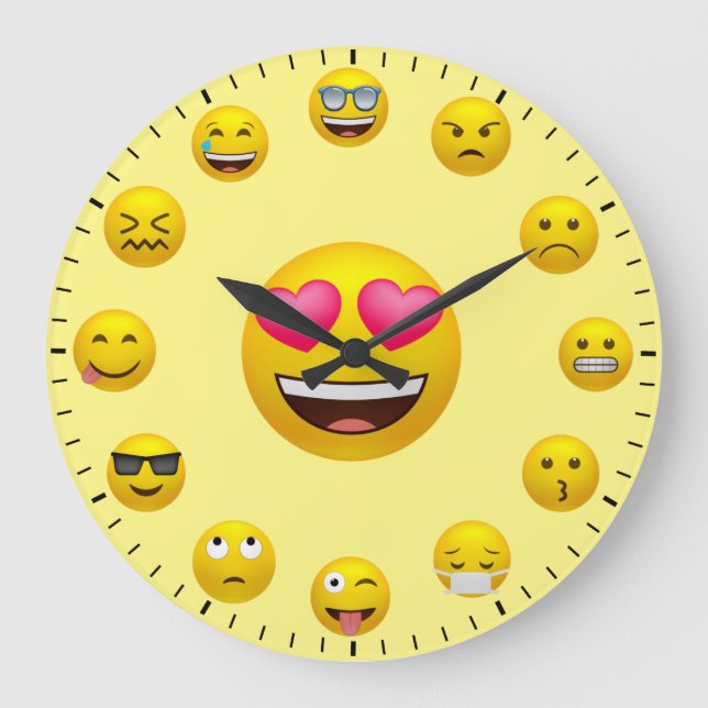 Grande Horloge Ronde Unique Emoticon Emoji Themed Large Clock (Recto)
