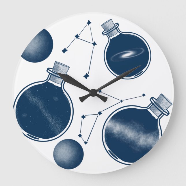 Grande Horloge Ronde Univers dans une bouteille (Recto)