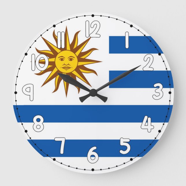 Grande Horloge Ronde Uruguay Flag Wall Clock – Patriotic Home & Office  (Recto)