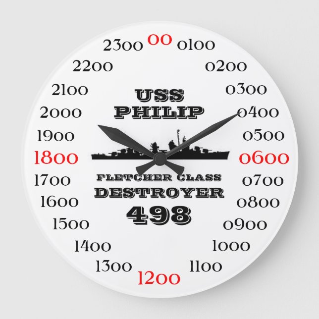 GRANDE HORLOGE RONDE USS PHILIP (DENSITÉ DOUBLE/DDE-498) (Recto)