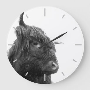 Grande Horloge Ronde Vache écossaise des Highlands