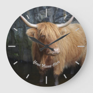 Grande Horloge Ronde Vache écossaise des Highlands