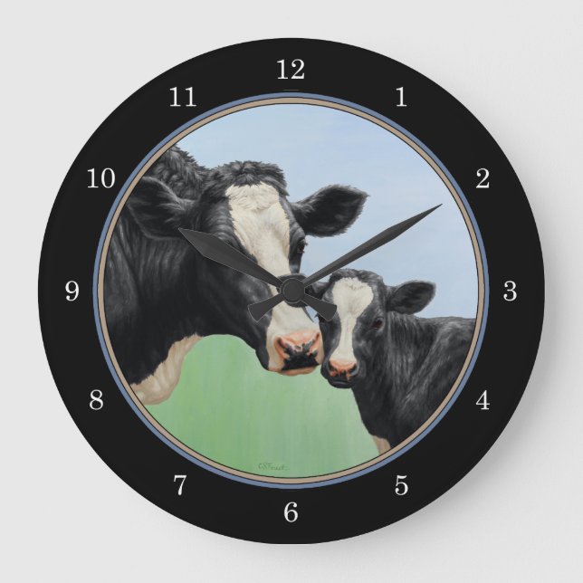 Grande Horloge Ronde Vache et veau Holstein (Recto)