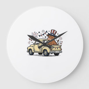 Grande Horloge Ronde Vache patriotique conception vectorielle camion 4