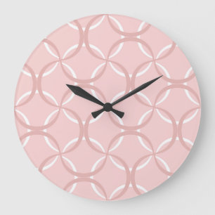 Grande Horloge Ronde Vagues roses : Motif chic sans couture