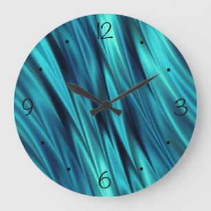 Grande Horloge Ronde Vagues soyeuses bleu vert