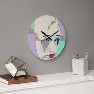 Grande Horloge Ronde 'Vallée troublante' Peinture sur une