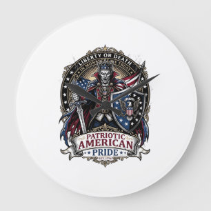 Grande Horloge Ronde Vampire Patriotique Liberté Seigneur Horreur Monst