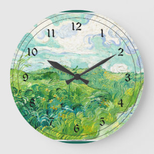 Grande Horloge Ronde Van Gogh - champs de blé verts, Auvers